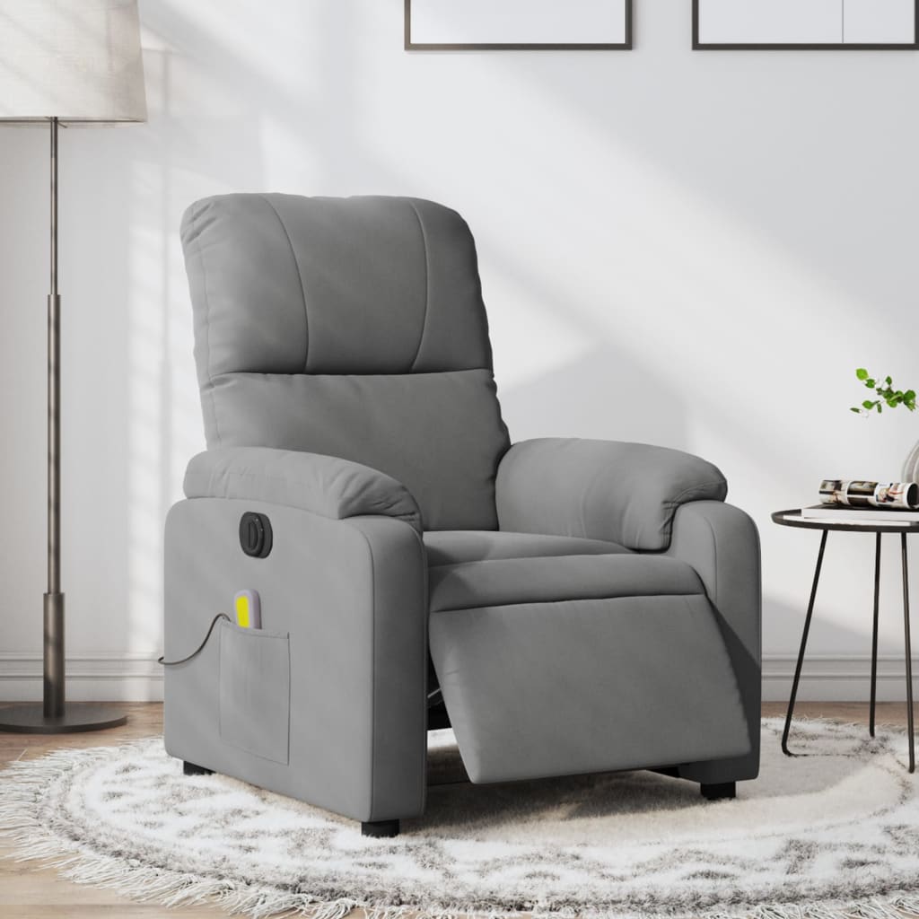 Electric Massage Recliner Chair Dark Gray Microfiber Fabric