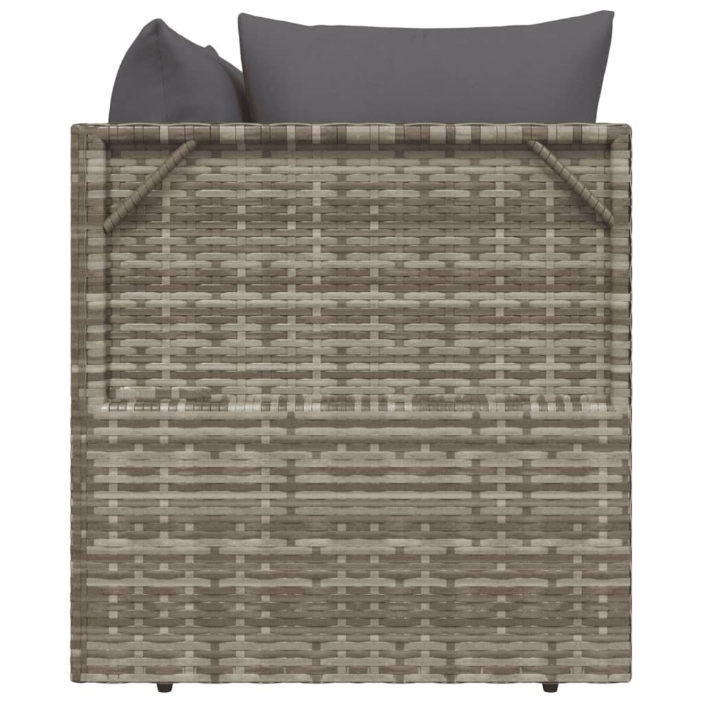 2-Seater Patio Sofa with Cushions Gray Poly Rattan