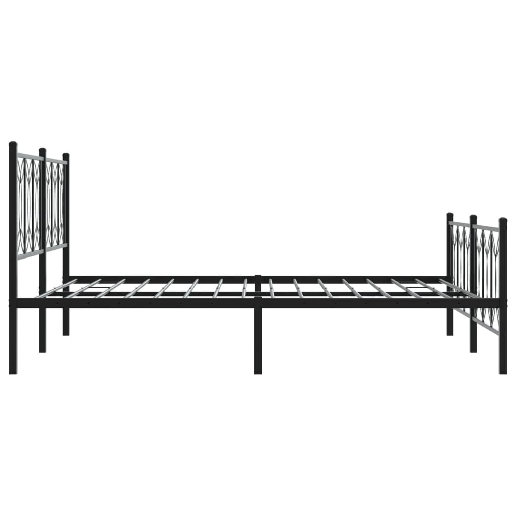 Metal Bed Frame without Mattress with Footboard Black 59.1"x78.7"