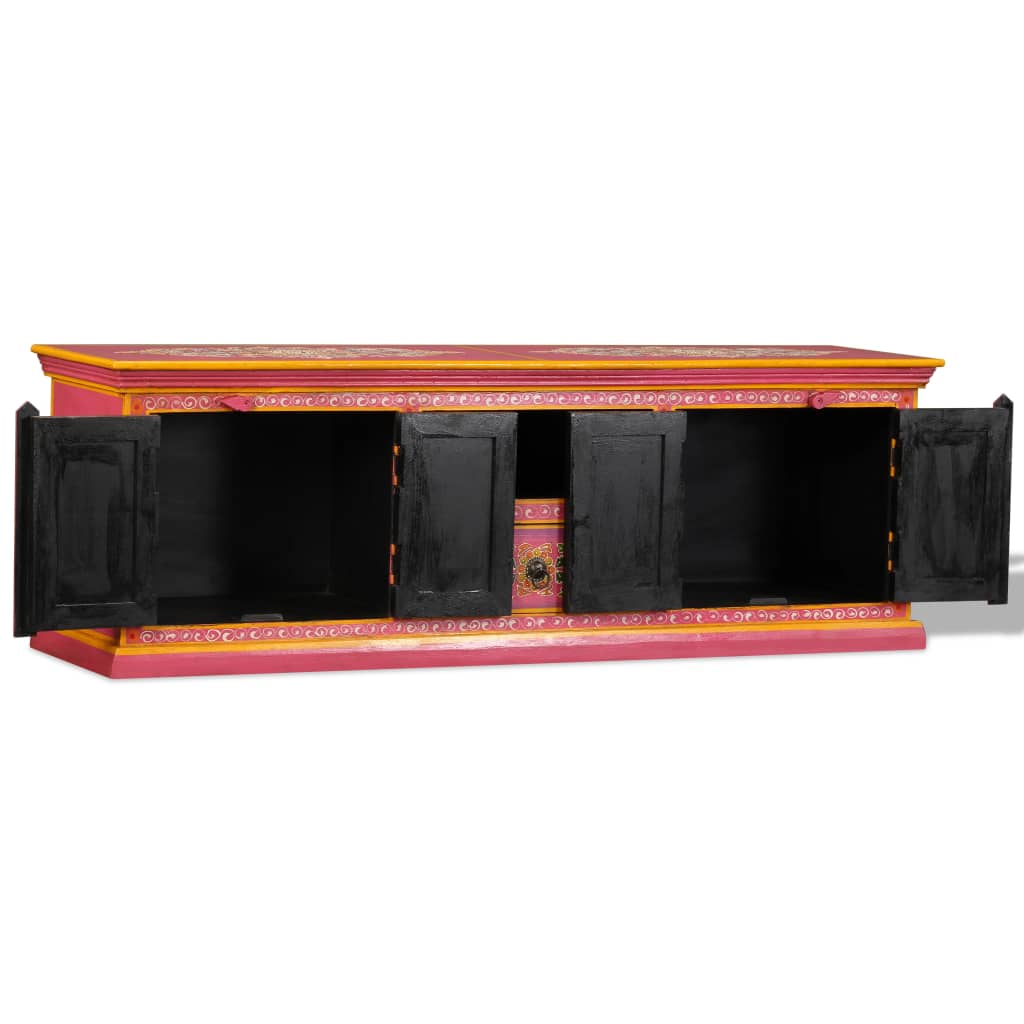 TV Stand Solid Wood Mango Pink Hand Painted