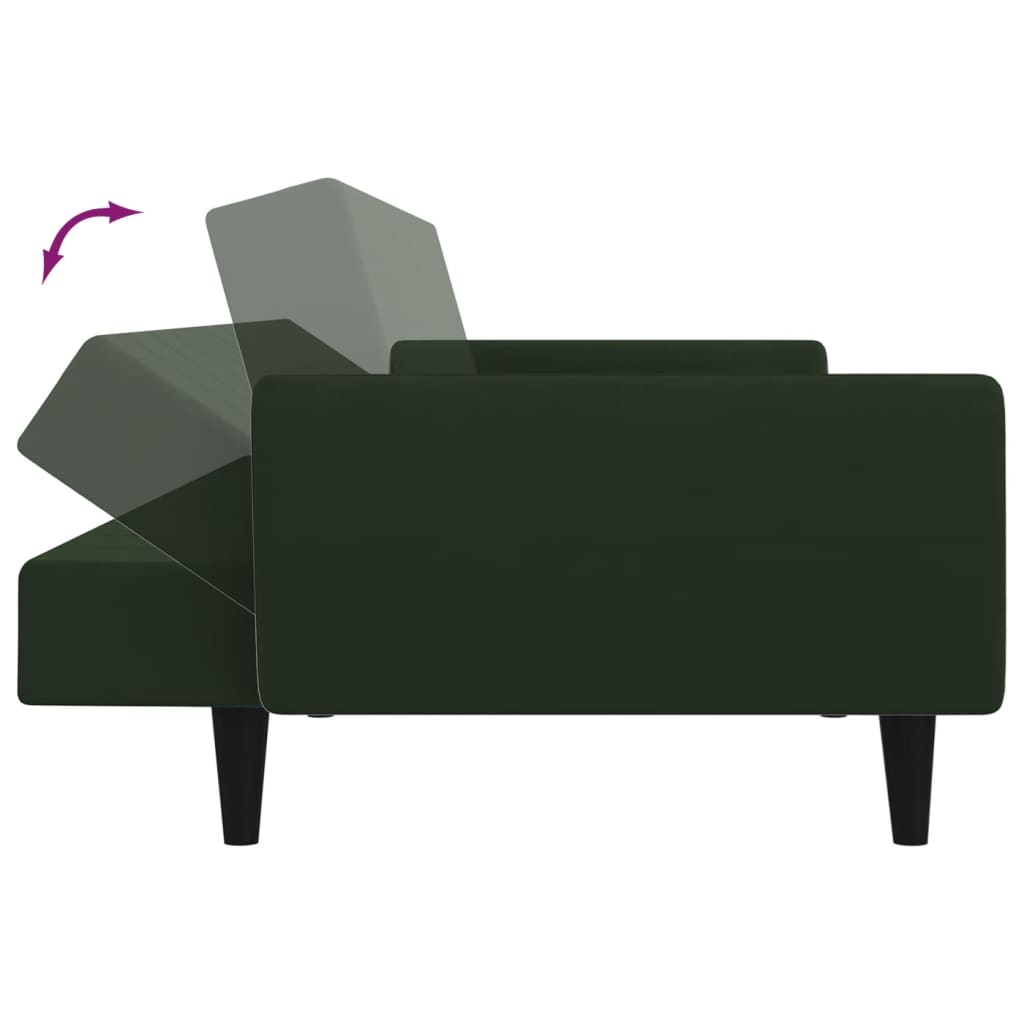 2-Seater Sofa Bed Dark Green Velvet