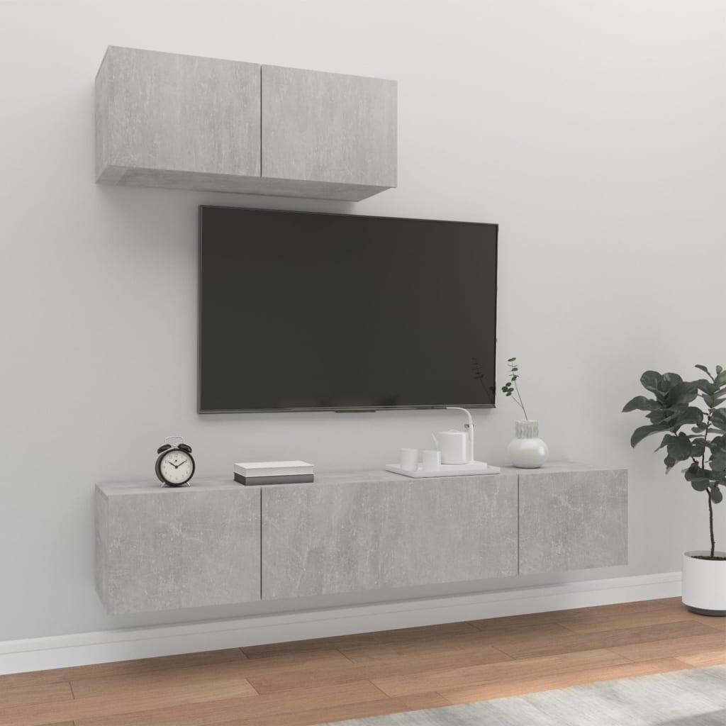 3 Piece TV Stand Set White Engineered Wood