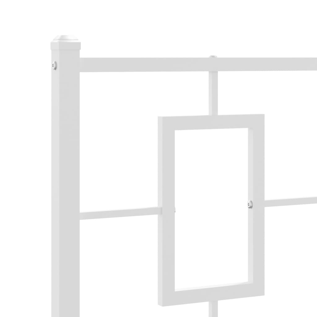 Metal Bed Frame without Mattress with Footboard White 39.4"x78.7"