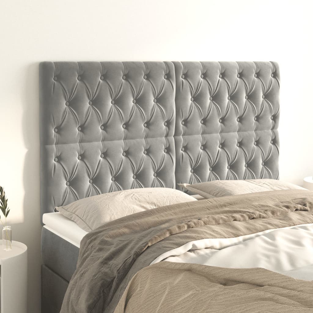 Headboards 4 pcs Light Gray 28.3"x2.8"x30.7"/34.6" Velvet