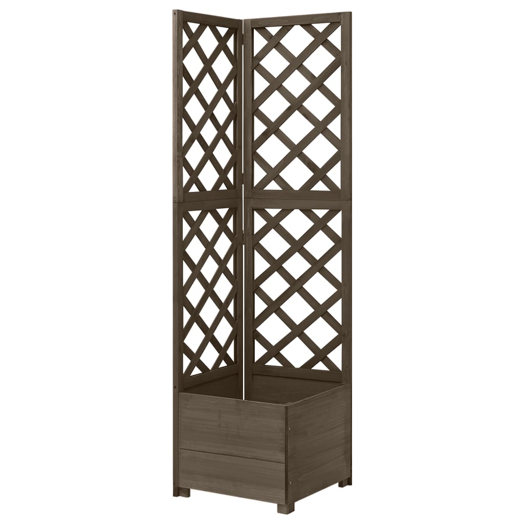 Corner Trellis Planter Gray 15.7"x15.7"x59" Solid Fir Wood