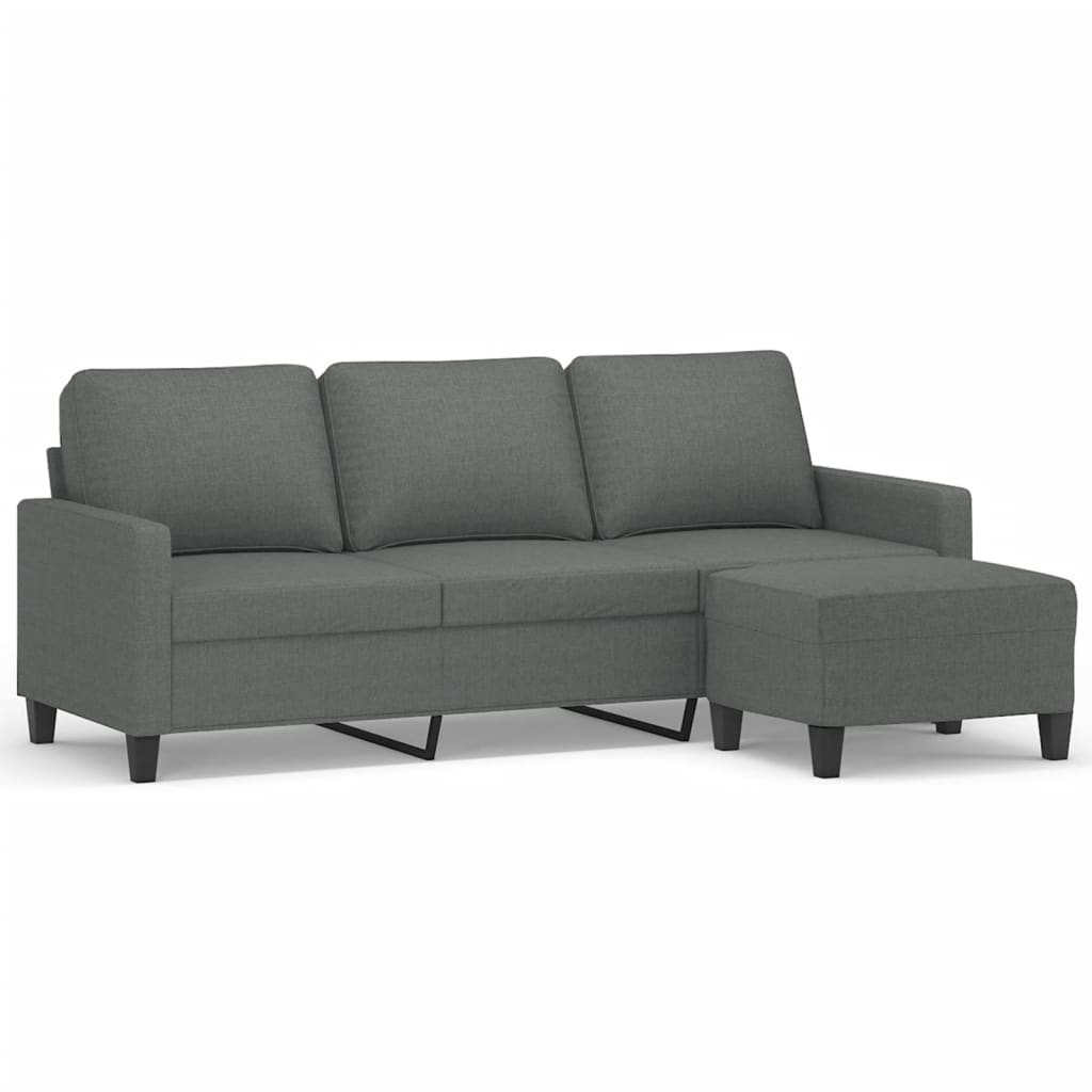 3-Seater Sofa with Footstool Dark Gray 70.9" Fabric