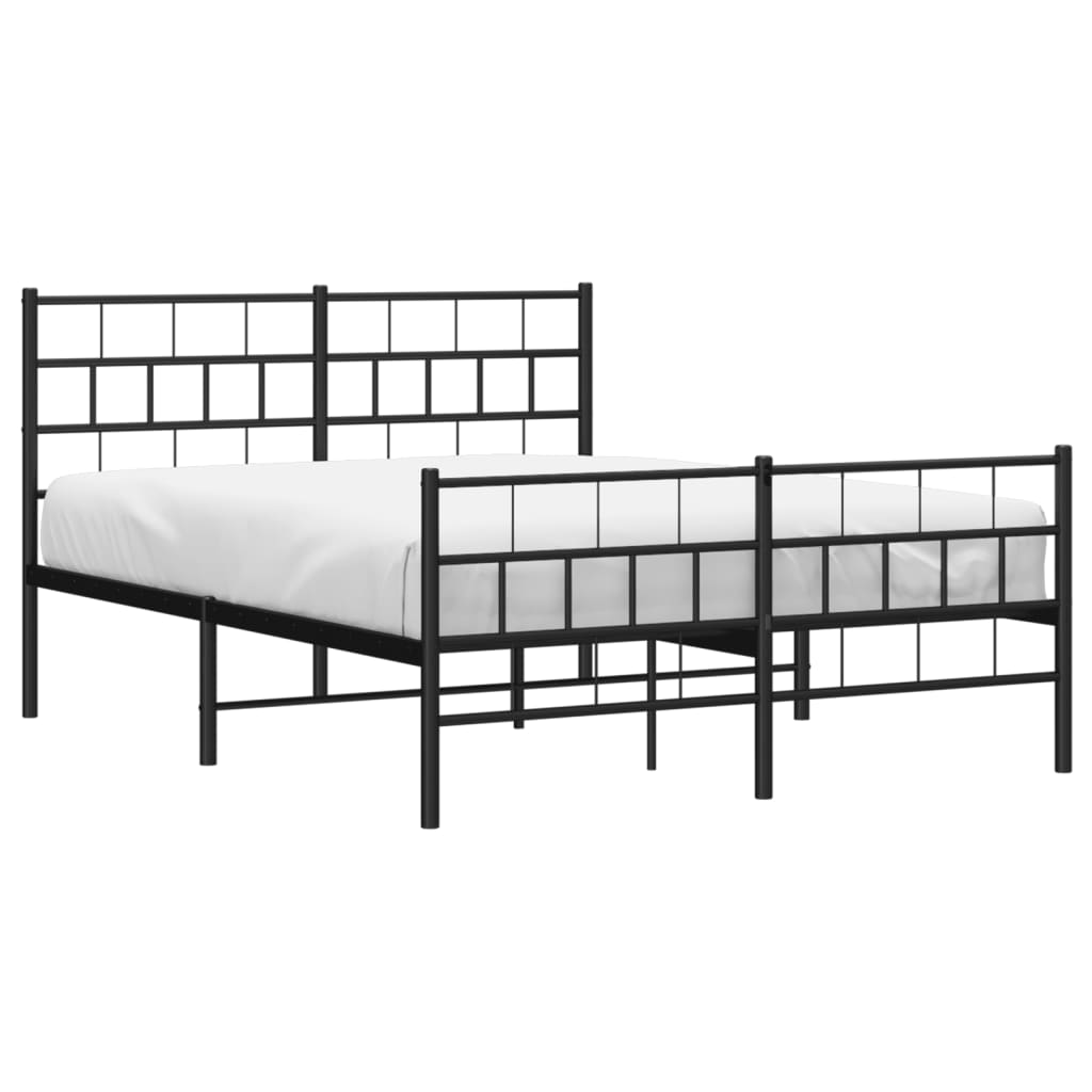 Metal Bed Frame without Mattress with Footboard Black 59.1"x78.7"