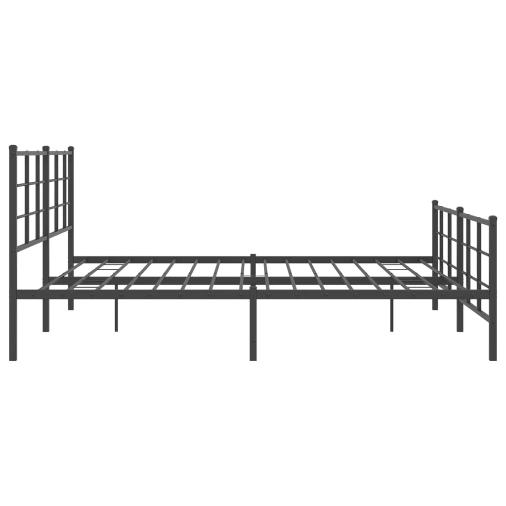 Metal Bed Frame without Mattress with Footboard Black 76"x79.9"