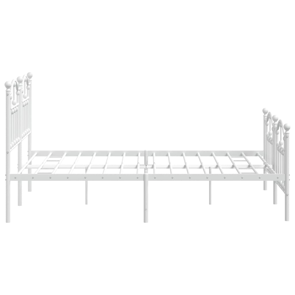 Metal Bed Frame without Mattress with Footboard White 59.1"x78.7"