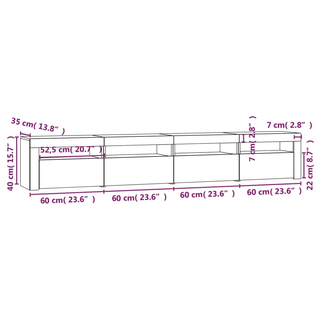 TV Stand with LED Lights Sonoma Oak 94.5"x13.8"x15.7"