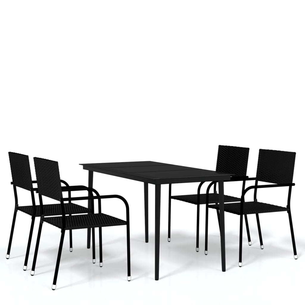 5 Piece Patio Dining Set Black