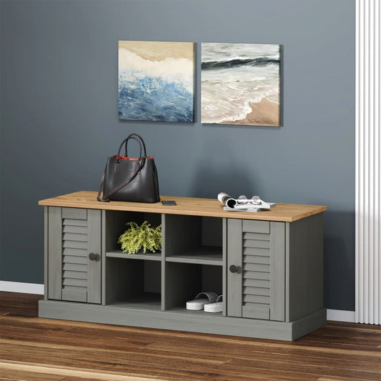 Shoe Bench VIGO Gray 41.7"x13.8"x17.7" Solid Wood Pine