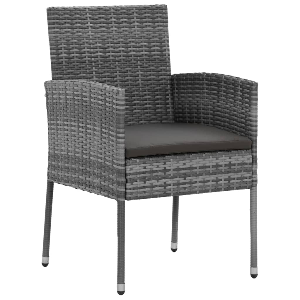 3 Piece Patio Dining Set Poly Rattan Gray