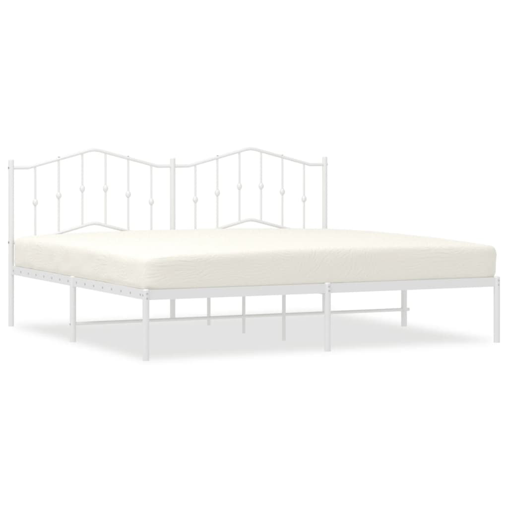 Metal Bed Frame without Mattress with Headboard White 76"x79.9"