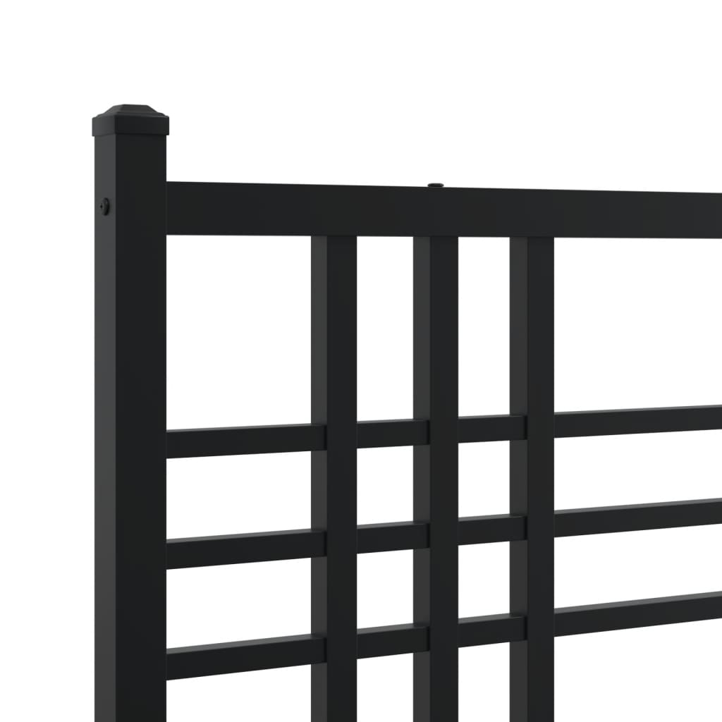 Metal Bed Frame without Mattress with Footboard Black 76"x79.9"