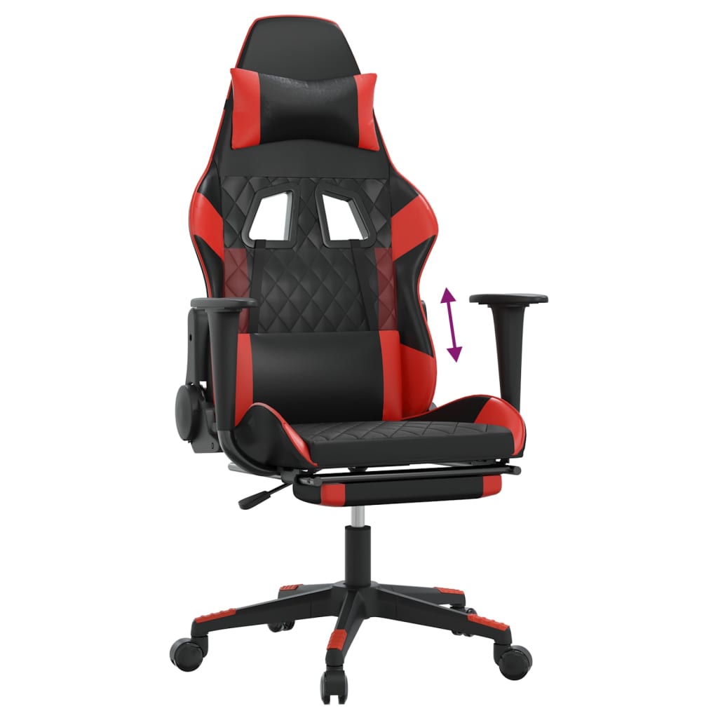 Gaming Chair with Footrest Black and Red Faux Leather