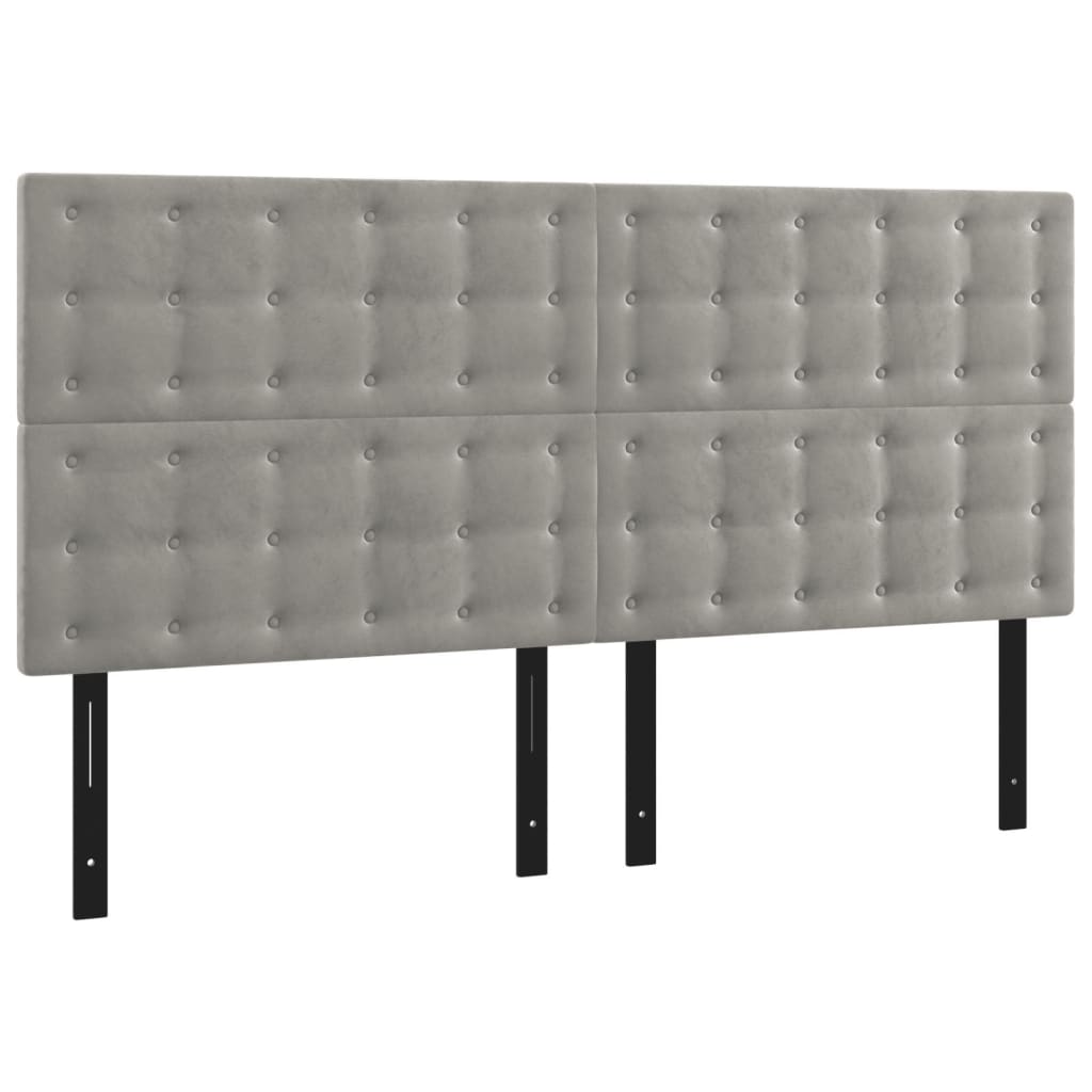 Headboards 4 pcs Light Gray 39.4"x2"x30.7"/34.6" Velvet