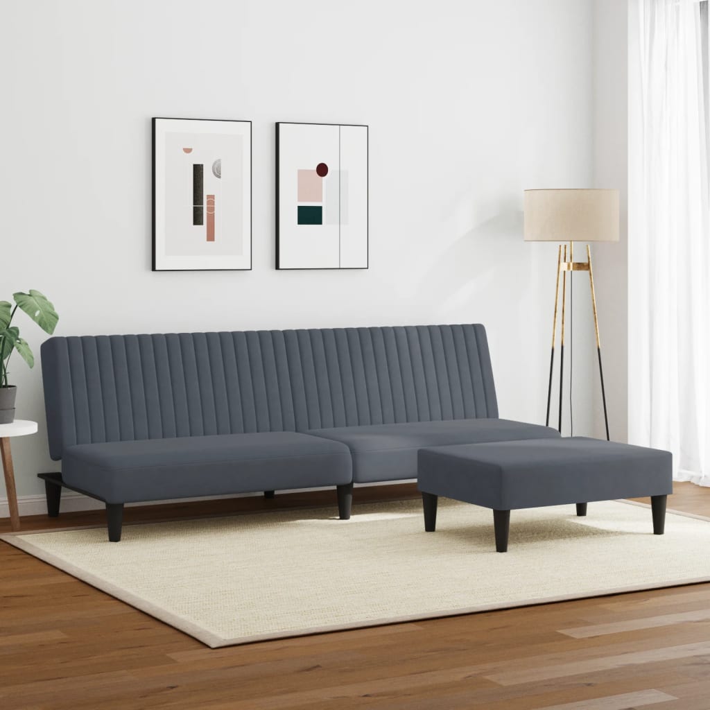 2 Piece Sofa Set Dark Gray Velvet