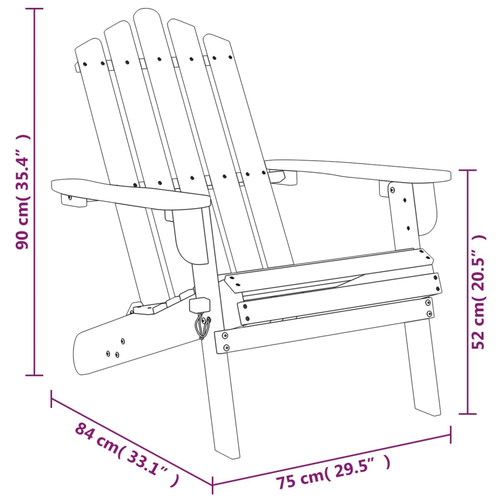 Patio Adirondack Chairs with Footrests 2 pcs Solid Wood Acacia