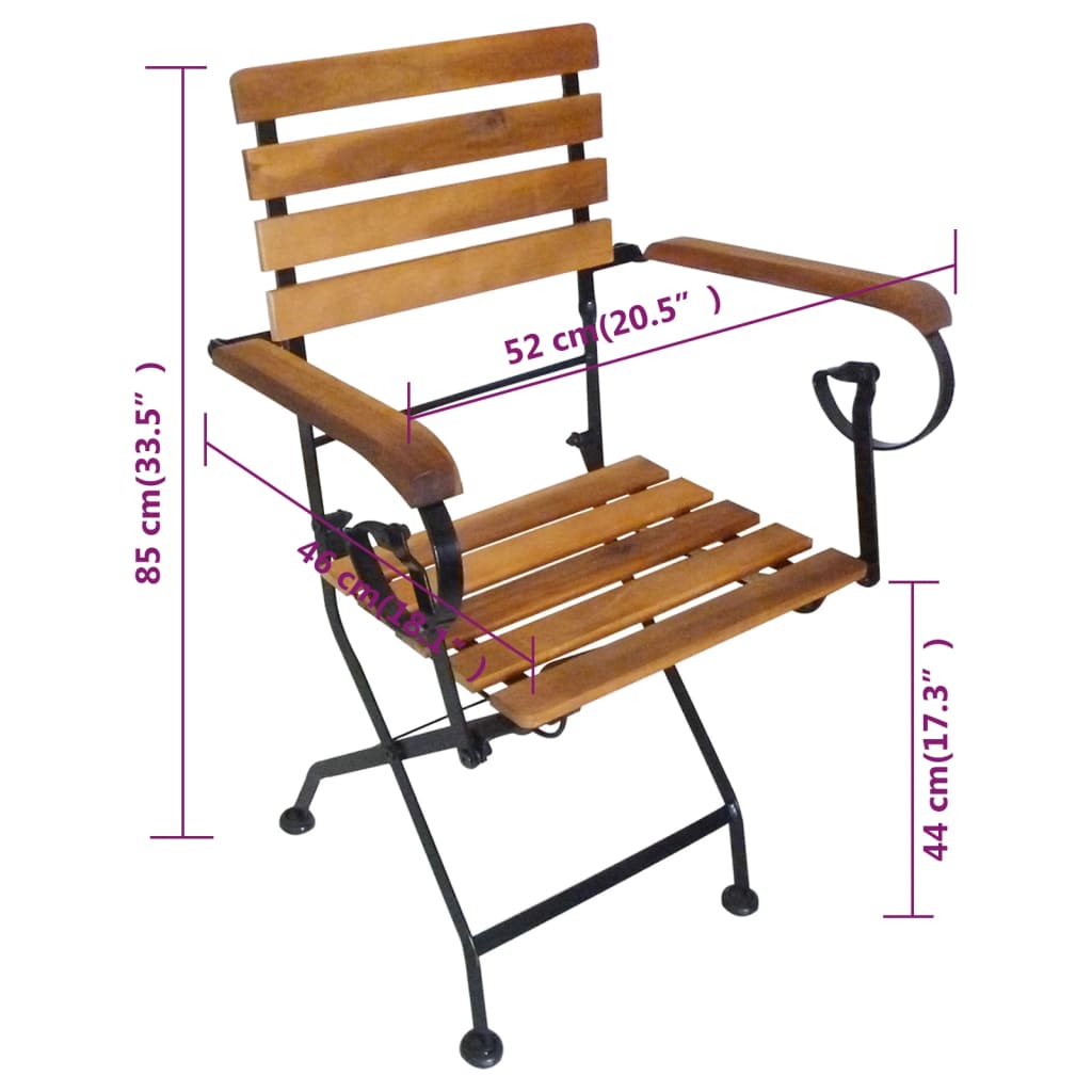 Folding Patio Chairs 4 pcs Steel and Solid Wood Acacia