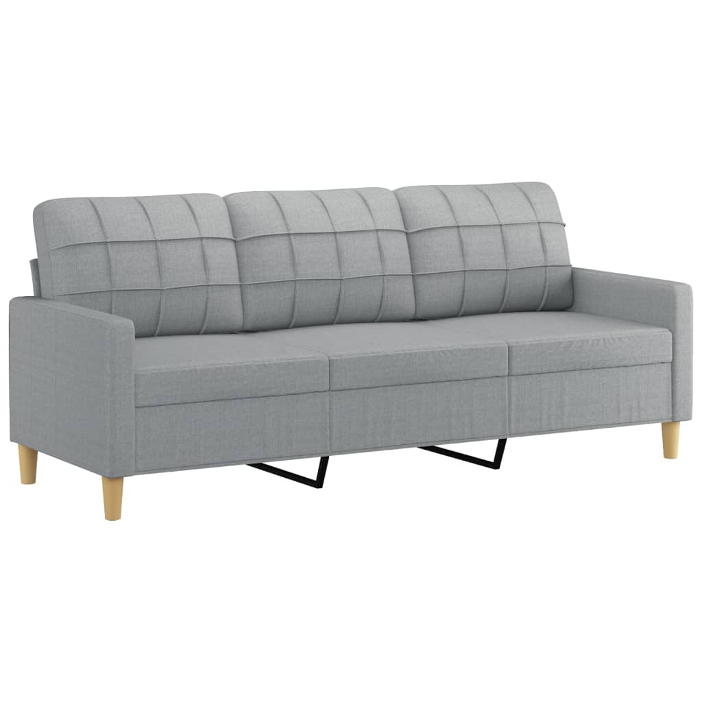 3-Seater Sofa with Footstool Light Gray 70.9" Fabric