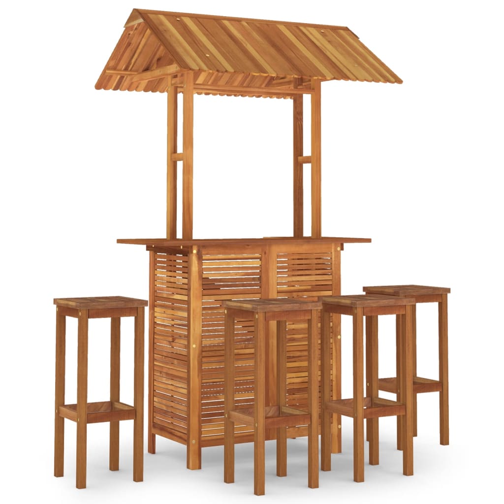 5 Piece Patio Bar Set Solid Wood Acacia