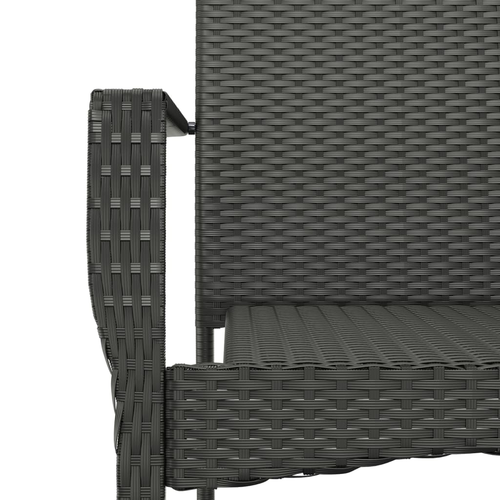 3 Piece Patio Dining Set with Cushions Black Poly Rattan