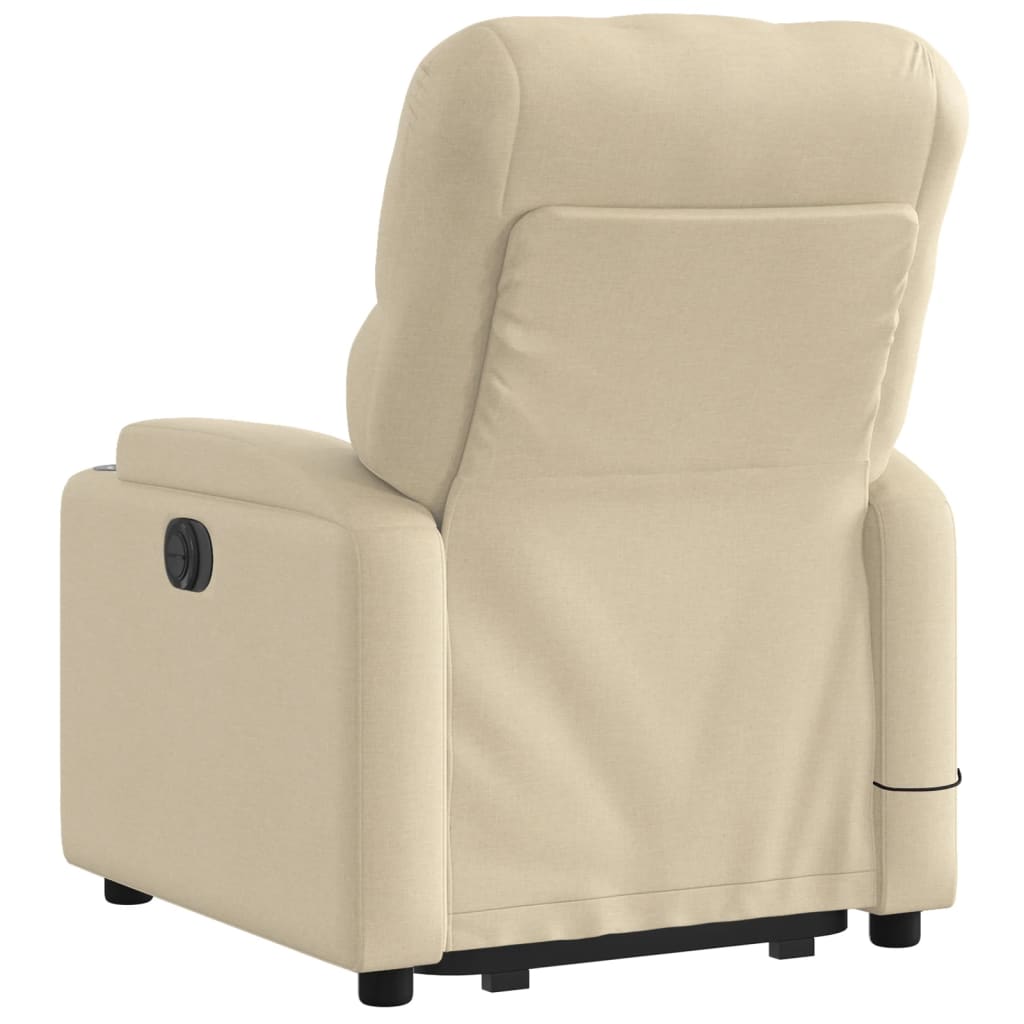 Electric Stand up Massage Recliner Chair Cream Fabric