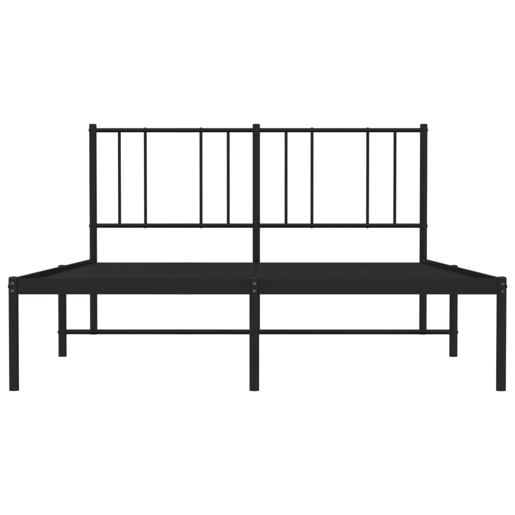 Metal Bed Frame without Mattress with Headboard Black 59.1"x78.7"