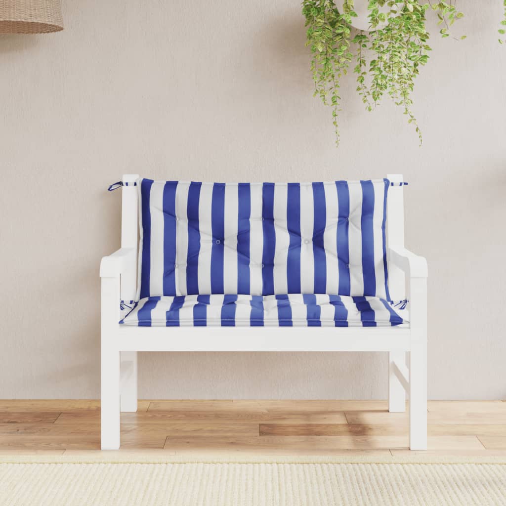 Garden Bench Cushions 2pcs Blue&White Stripe 39.4"x19.7"x2.8" Fabric