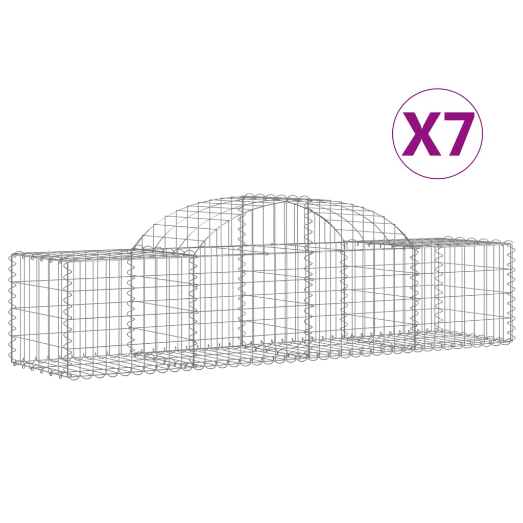 Arched Gabion Baskets 7 pcs 78.7"x19.7"x15.7"/23.6" Galvanized Iron