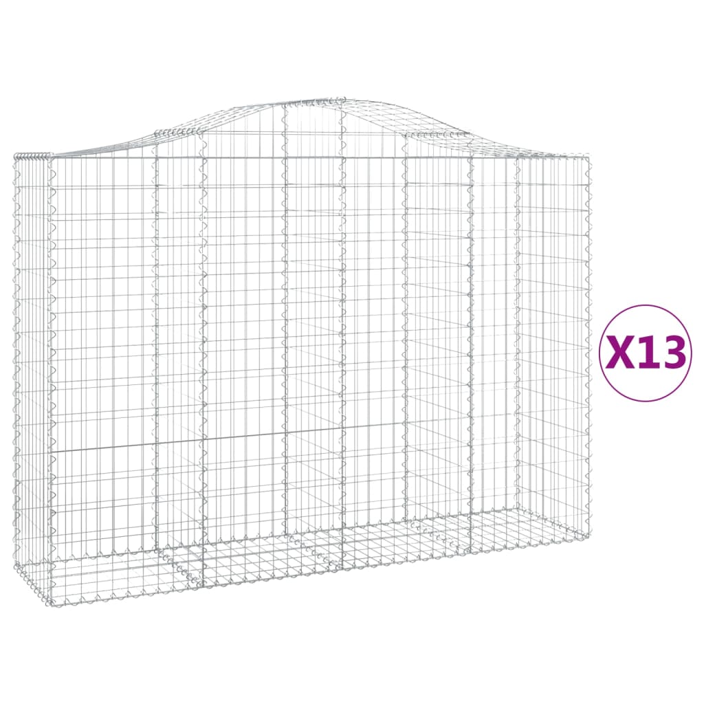 Arched Gabion Baskets 13 pcs 78.7"x19.7"x55.1"/63" Galvanized Iron