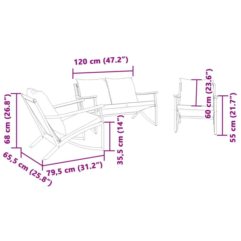 3 Piece Balcony Furniture Set with Cushions Black Steel