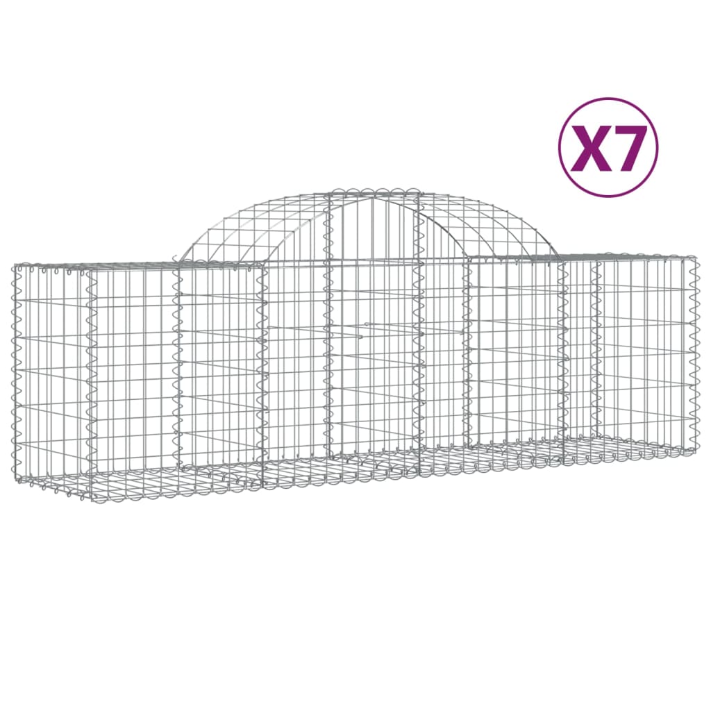 Arched Gabion Baskets 7 pcs 78.7"x19.7"x23.6"/31.5" Galvanized Iron