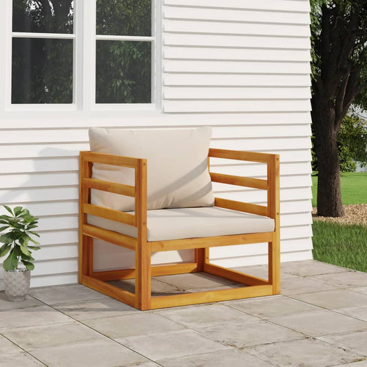 Patio Chair with Light Gray Cushions Solid Wood Acacia