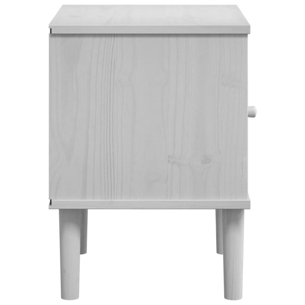 Bedside Cabinet SENJA Rattan Look White 15.7"x13.8"x18.9" Solid Wood Pine