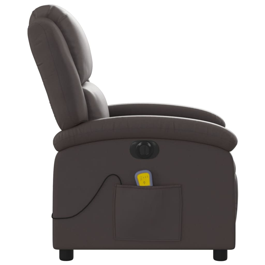 Electric Massage Recliner Chair Dark Brown Real Leather