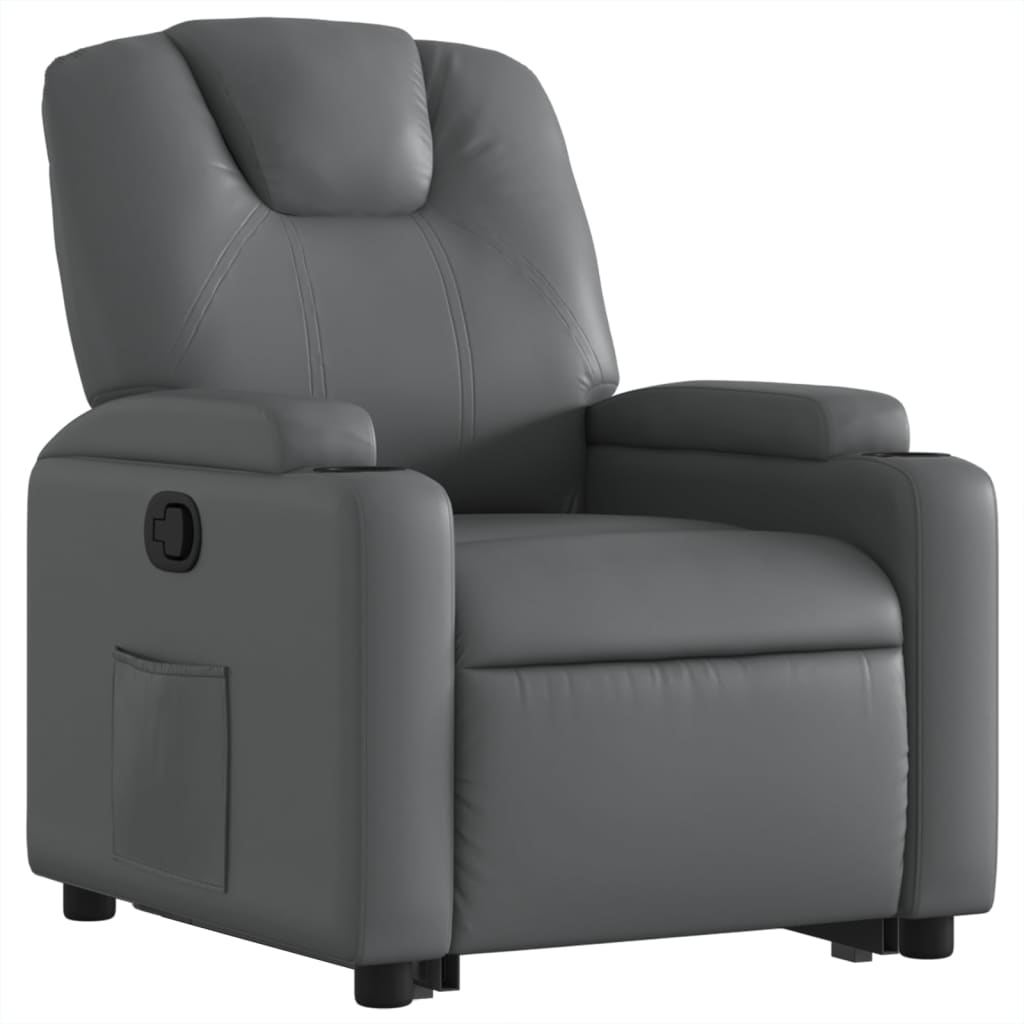 Stand up Recliner Chair Gray Faux Leather