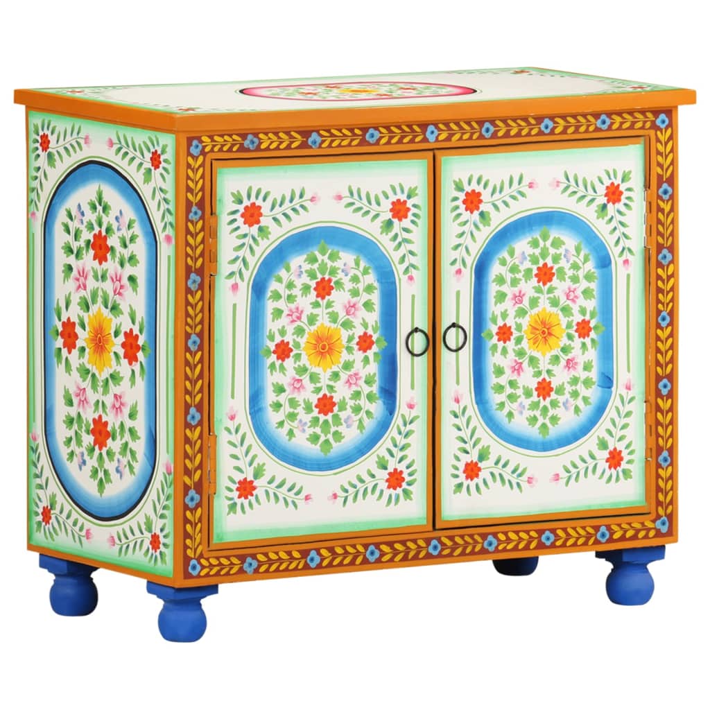 Hand Painted Sideboard Multicolor 27.6"x13.8"x23.6" Solid Mango Wood