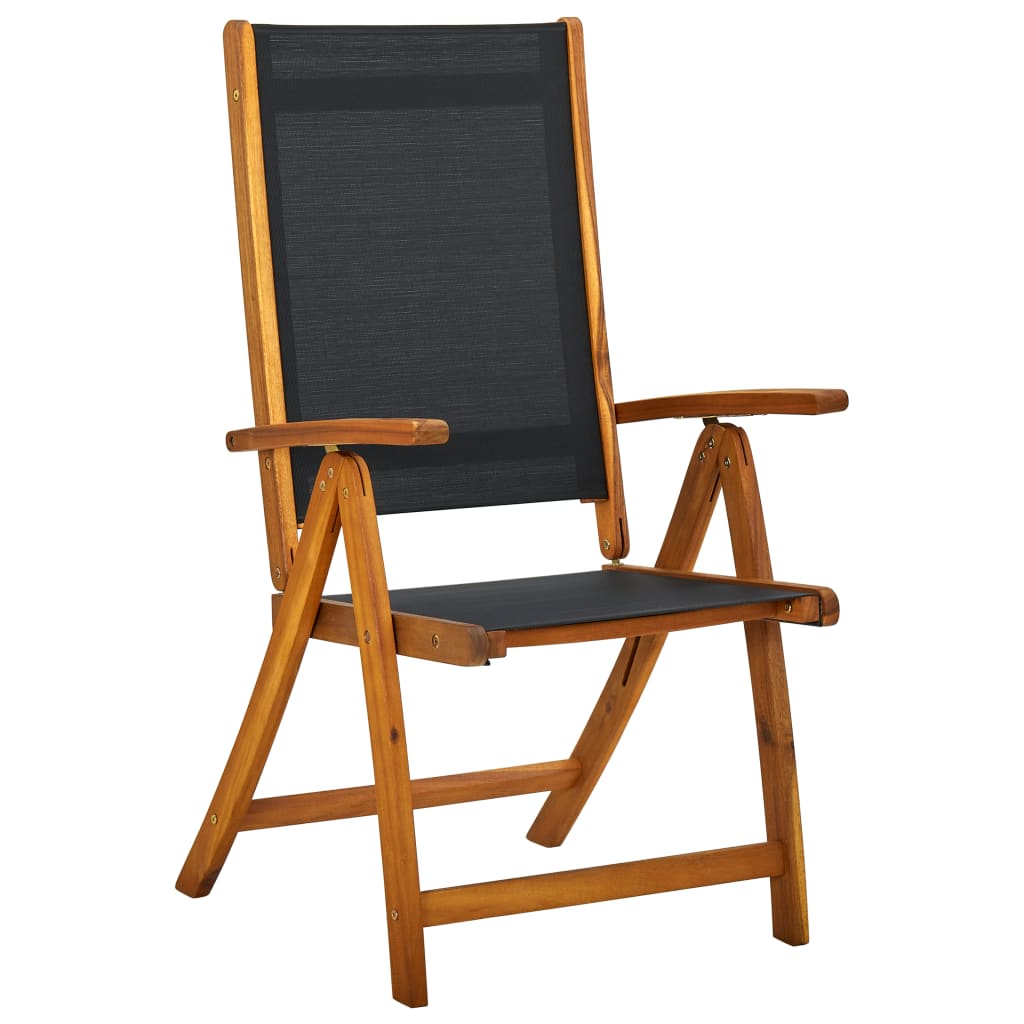 Folding Patio Chairs 8 pcs Solid Wood Acacia and Textilene