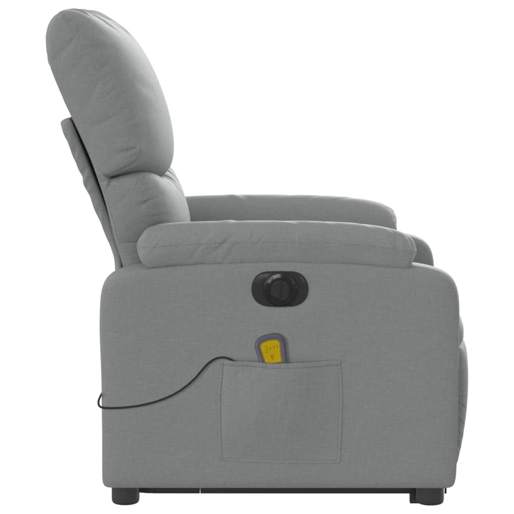 Electric Stand up Massage Recliner Chair Light Gray Fabric