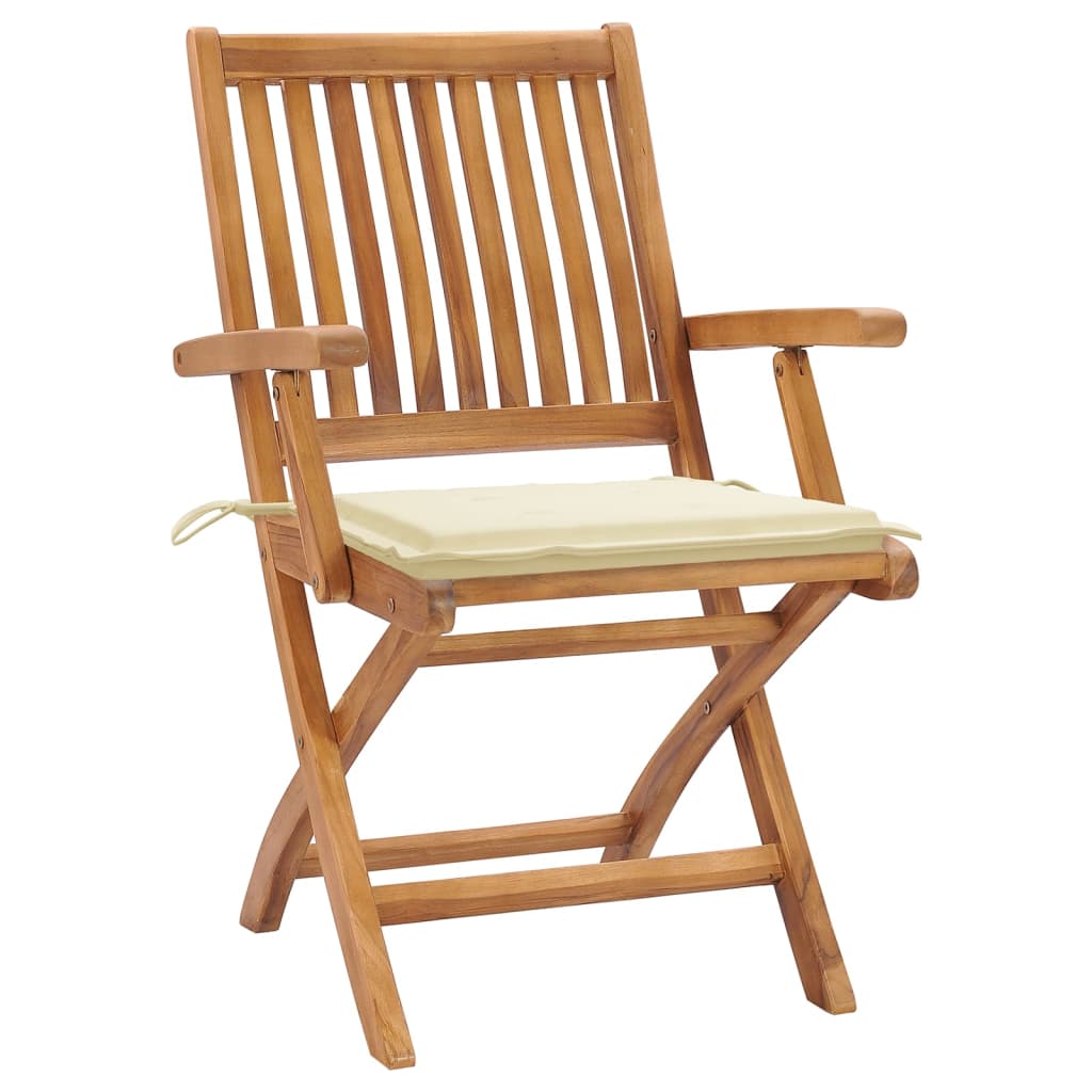 Folding Patio Chairs with Cushions 8 pcs Solid Teak Wood