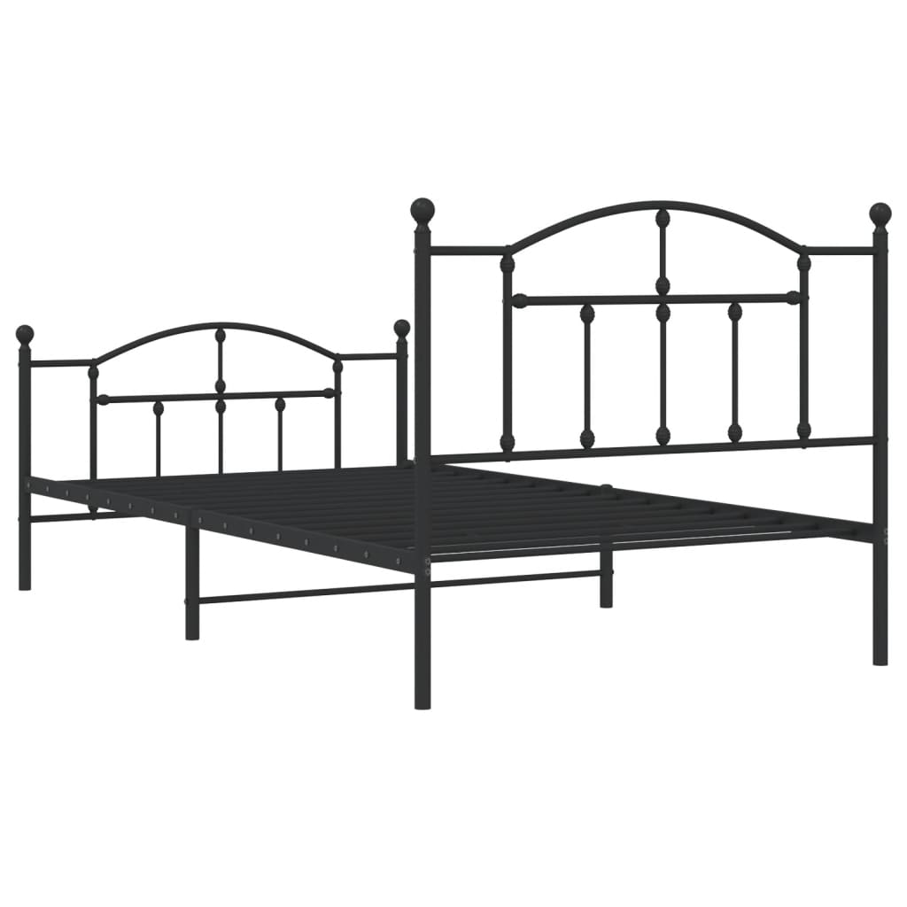 Metal Bed Frame without Mattress with Footboard Black 39.4"x78.7"