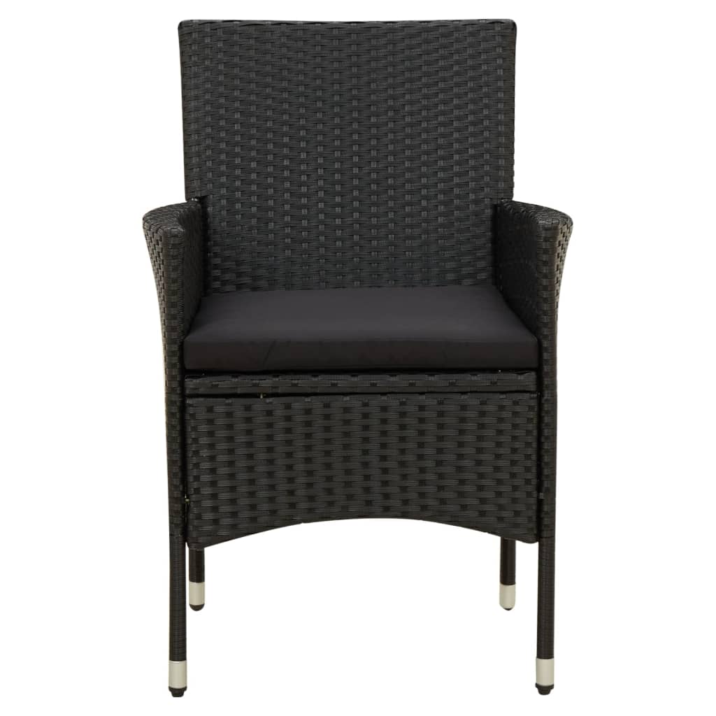 Patio Chairs with Cushions 2 pcs Poly Rattan Black