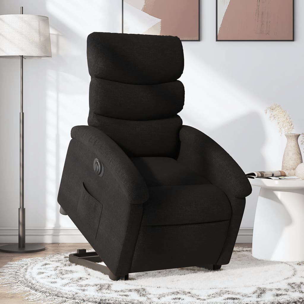 Electric Stand up Recliner Chair Black Fabric