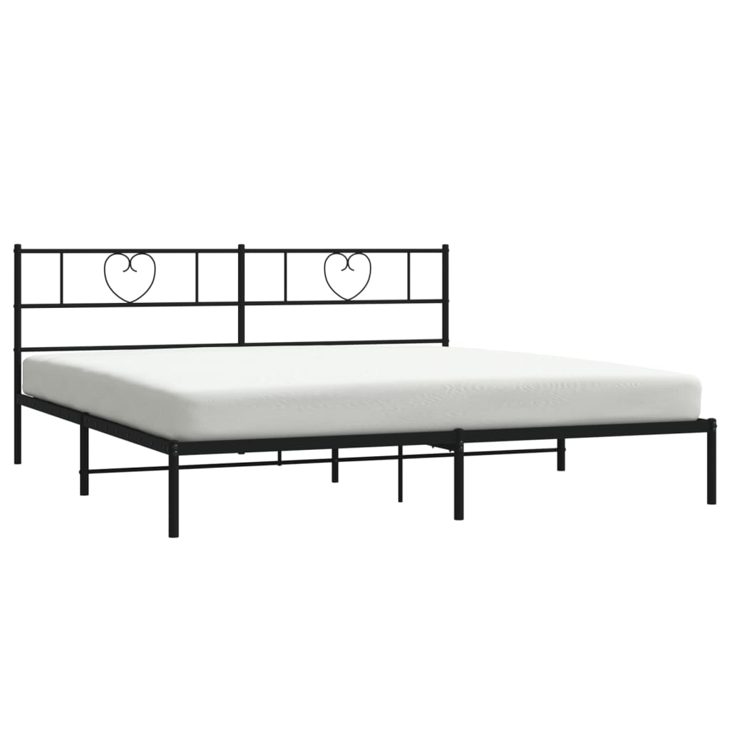 Metal Bed Frame without Mattress with Headboard Black 76"x79.9"