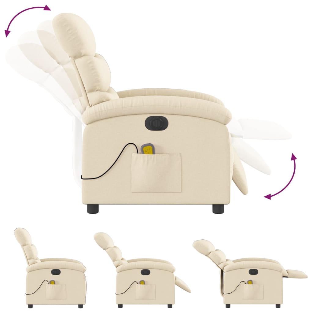 Electric Massage Recliner Chair Cream Fabric