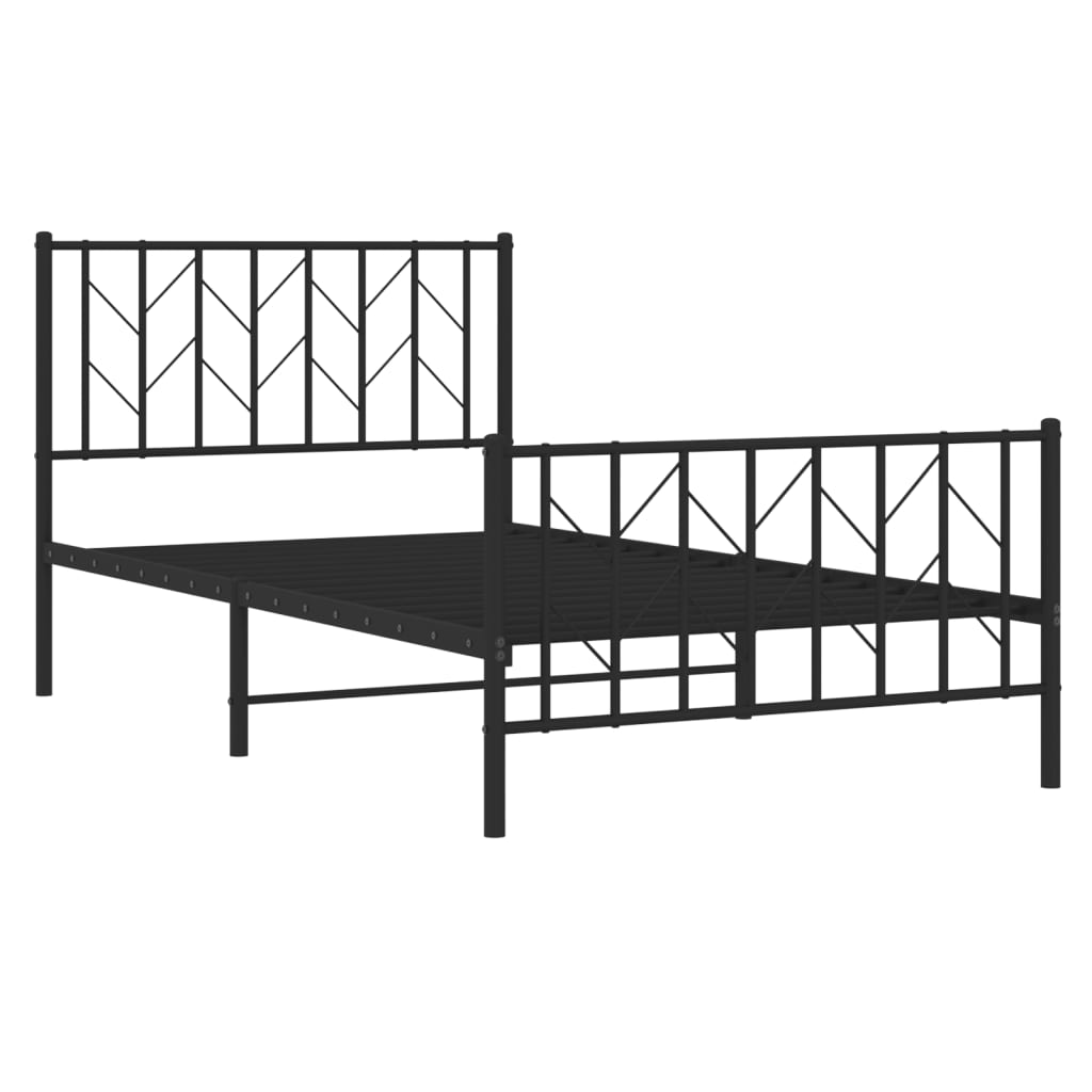 Metal Bed Frame without Mattress with Footboard Black 39.4"x78.7"