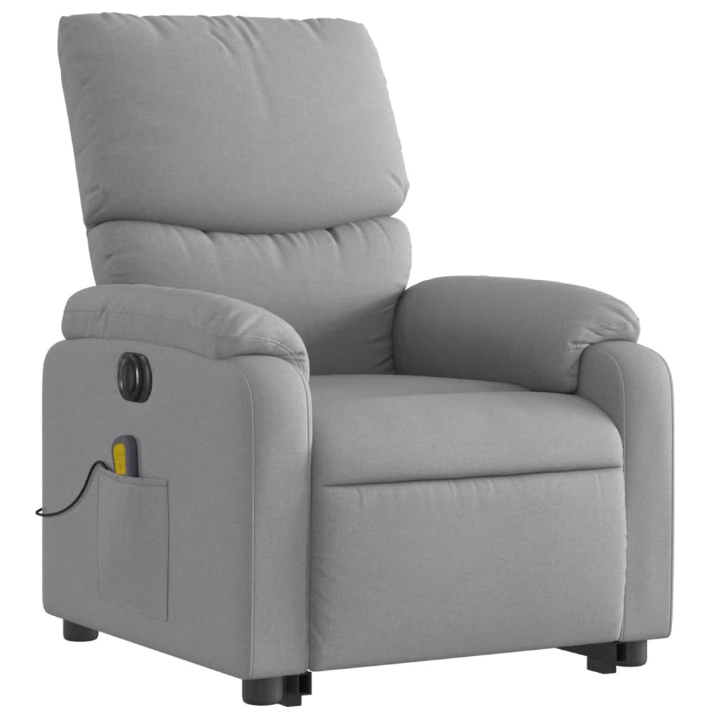 Electric Stand up Massage Recliner Chair Light Gray Fabric