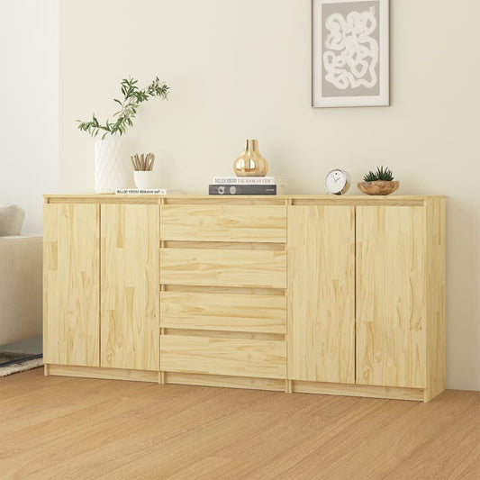 Side Cabinets 3 pcs Solid Wood Pine